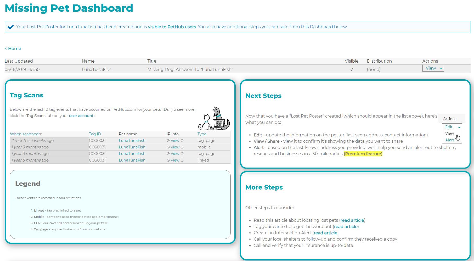 Missing Pet Dashboard